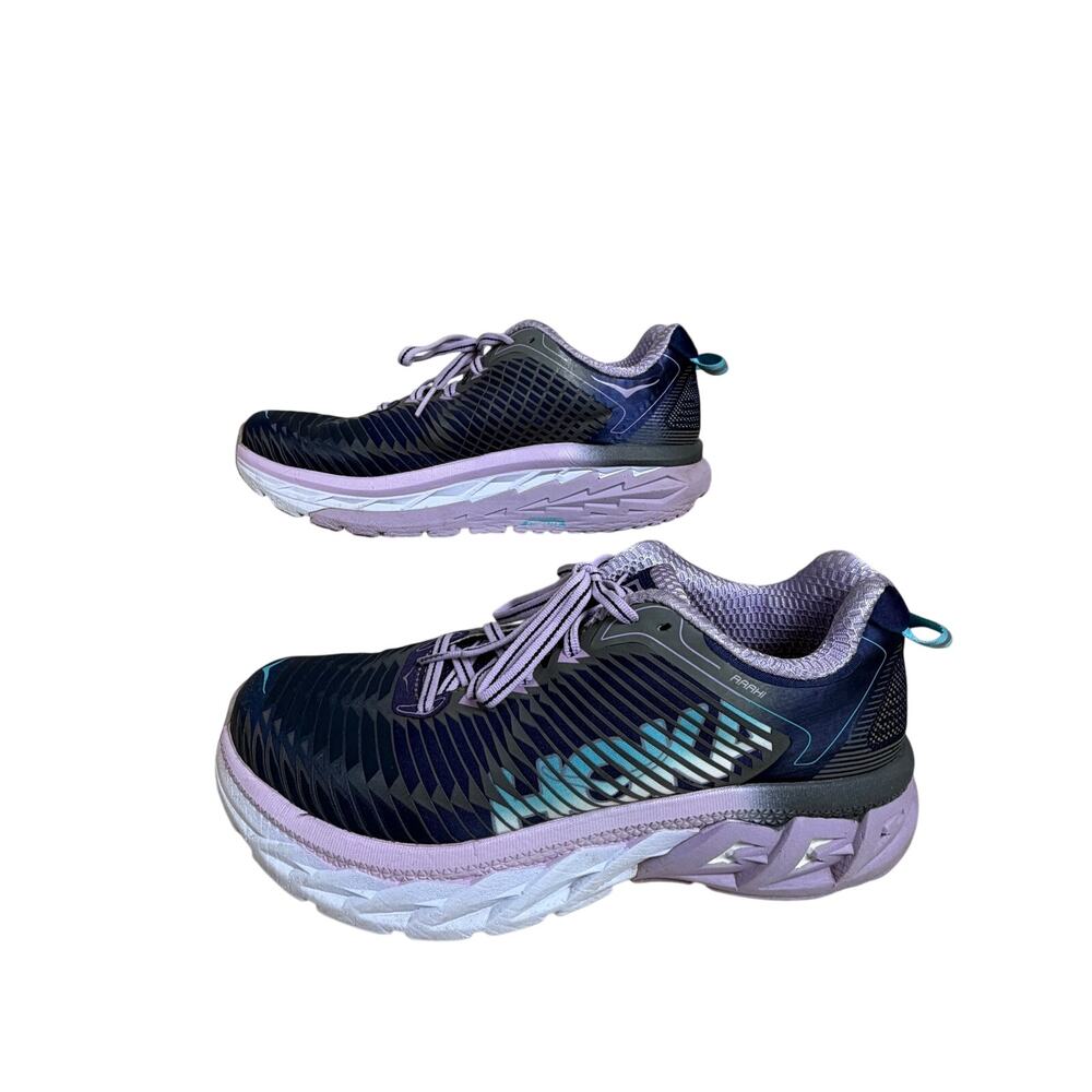 Hoka One One Arahi Running Cushioning Stability Gray Purple Women Sz 8
